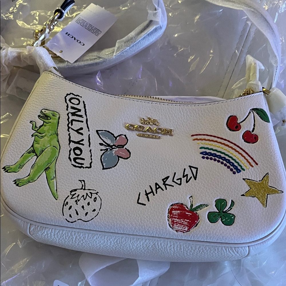 Coach White Bag with Colorful Graphics